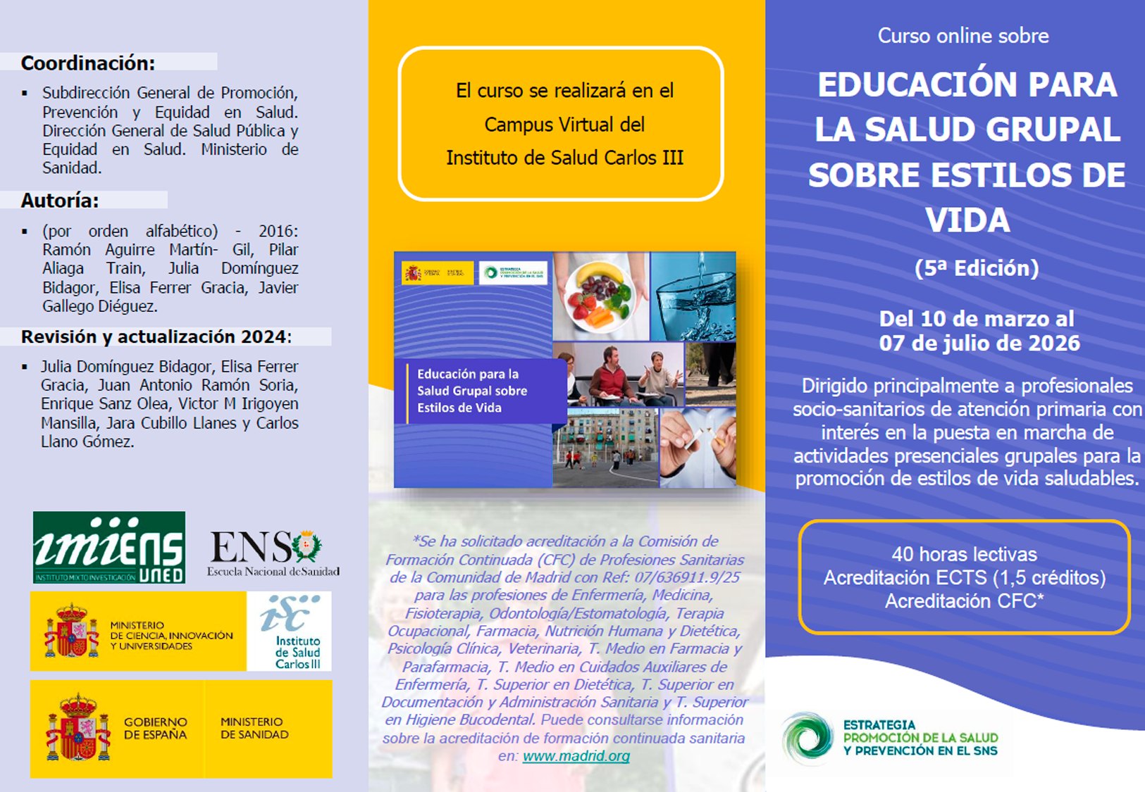 5a edició del curs en línia d’Educació per a la Salut Grupal sobre Estils de Vida